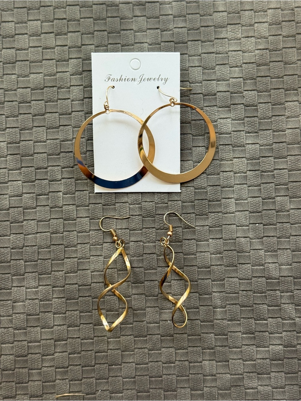 Gold-Tone Hoop and Twist Drop Earrings Set of 2